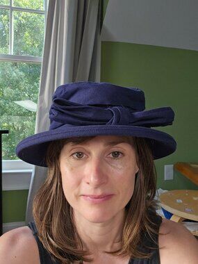 Holt Renfrew Women's Blue Hat Vintage 1990s Cloche Bucket